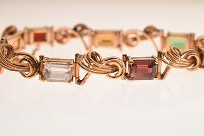 Lot 36 - Multi-gem set 18ct gold bracelet