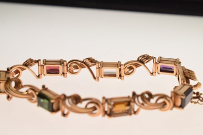 Lot 36 - Multi-gem set 18ct gold bracelet