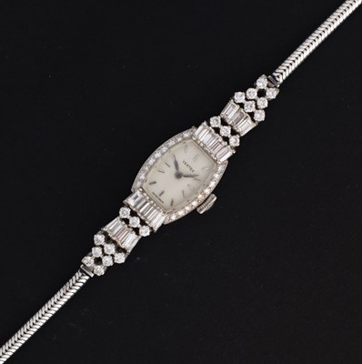 Lot 60 - Lady's Art Deco style 9ct white gold and diamond-set Vertex 'Revue' cocktail watch