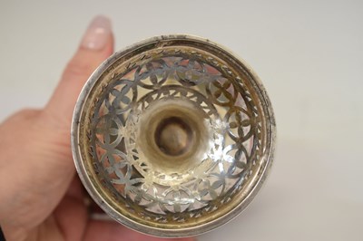 Lot 70 - George III silver pedestal sugar basket with swing handle