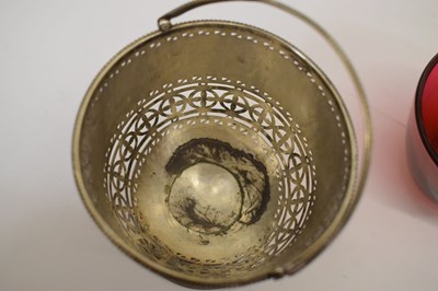 Lot 70 - George III silver pedestal sugar basket with swing handle