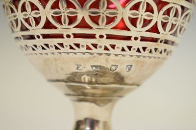 Lot 70 - George III silver pedestal sugar basket with swing handle