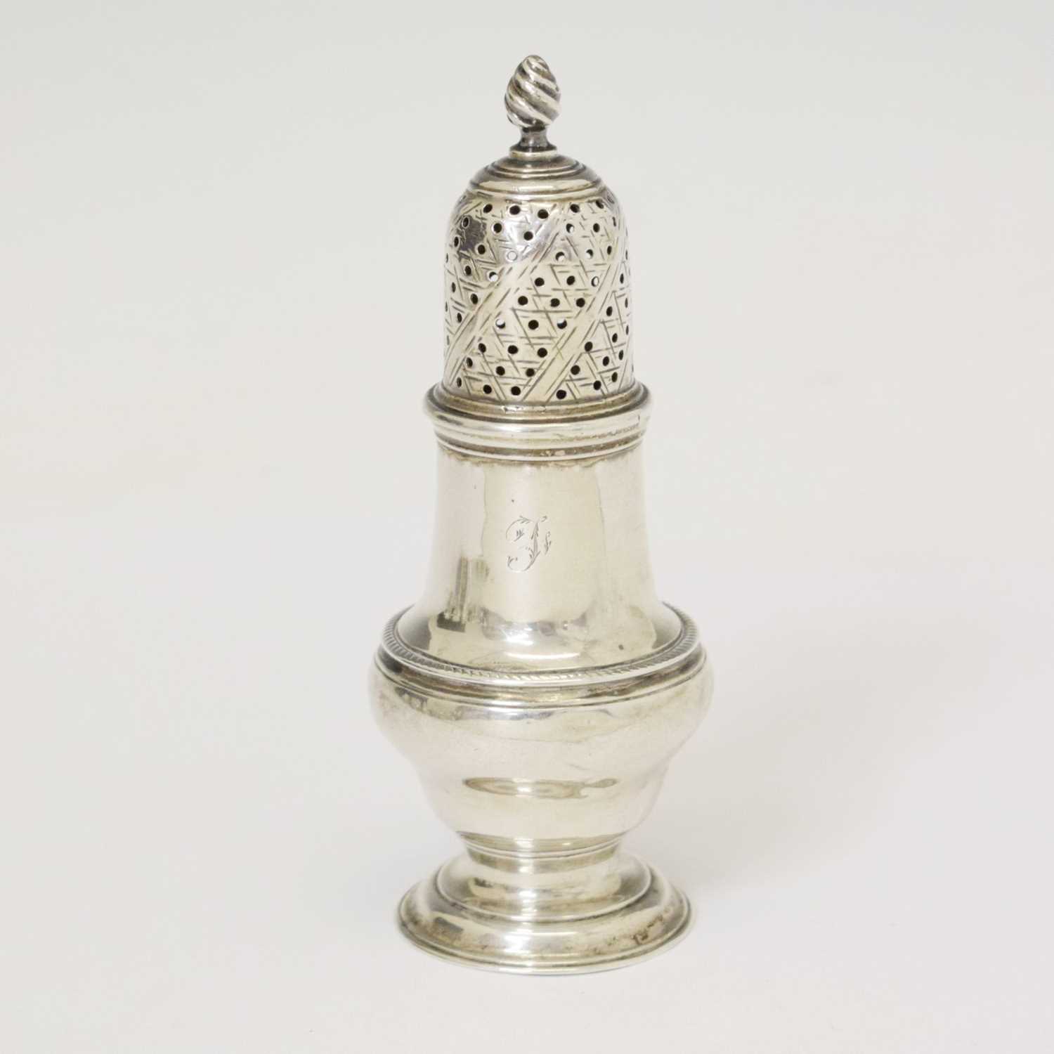 Lot 196 - George III silver pepperette of baluster