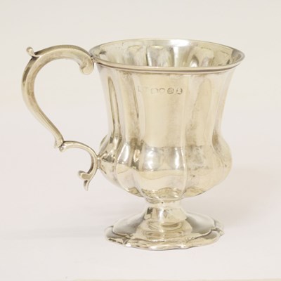 Lot 198 - George IV silver Christening mug with fluted bowl and scroll handle