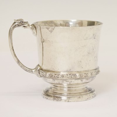 Lot 205 - Elizabeth II silver christening mug with Celtic decoration