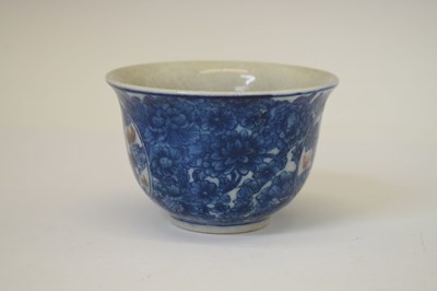 Lot 441 - Chinese porcelain blue and iron-red tea bowl, mark of Kangxi