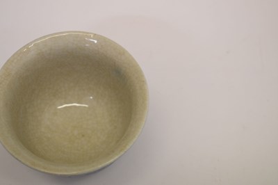 Lot 441 - Chinese porcelain blue and iron-red tea bowl, mark of Kangxi