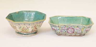 Lot 393 - Two Chinese Canton Famille Rose porcelain octagonal bowls