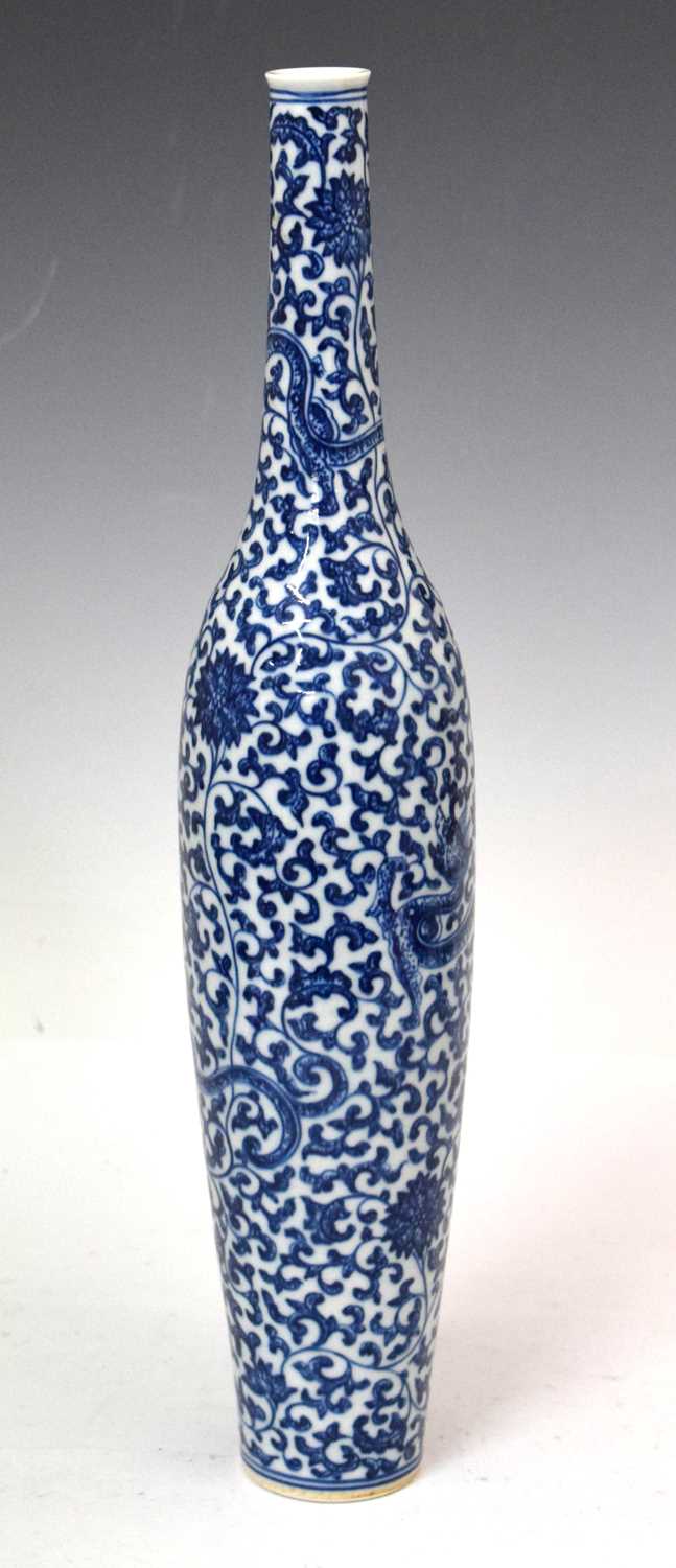 Lot 396 - Chinese Ming-style tall blue and white bottle vase