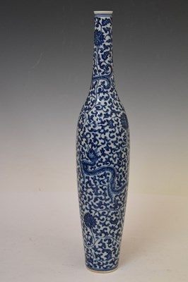 Lot 396 - Chinese Ming-style tall blue and white bottle vase