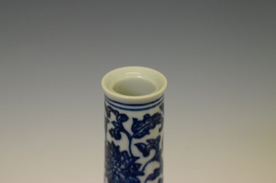 Lot 396 - Chinese Ming-style tall blue and white bottle vase