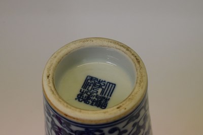 Lot 396 - Chinese Ming-style tall blue and white bottle vase