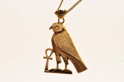 Lot 66 - Yellow metal pendant depicting  the Egyptian god Horus