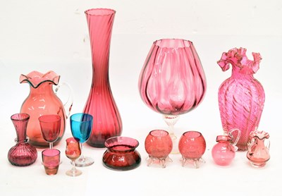 Lot 311 - Quantity of cranberry glass vases