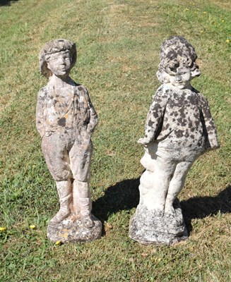 Lot 611 - Two composite stone garden statues