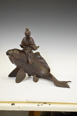 Lot 479 - Large Japanese 'Kinko and carp' koro or incense burner