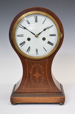 Lot 541 - Edwardian Hamburg American inlaid balloon mantle clock