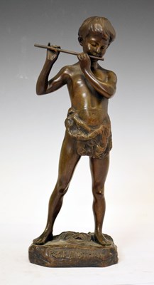 Lot 316 - Bronze of flute player