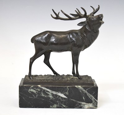 Lot 221 - Cast metal model of a stag with bronze finish