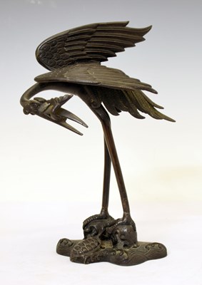 Lot 452 - Japanese bronze figure of a crane