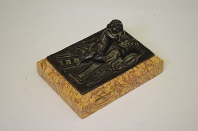 Lot 303 - Bronze and marble paperweight