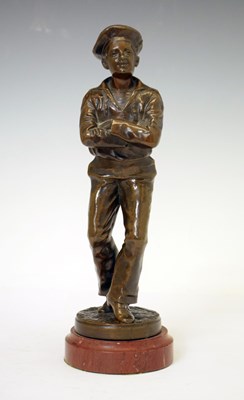 Lot 318 - J. Garnier - Bronze sailor with arms folded