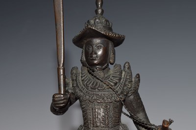 Lot 462 - South East Asian bronze figure of an armoured warrior