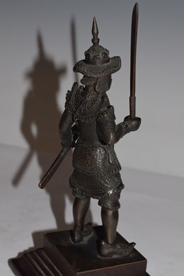 Lot 462 - South East Asian bronze figure of an armoured warrior