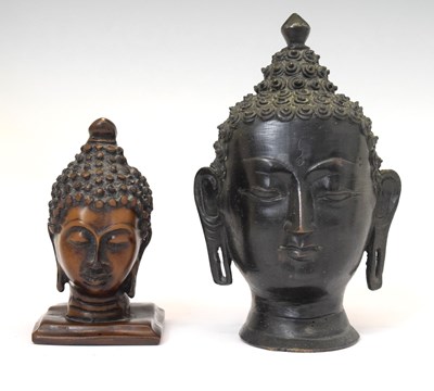 Lot 223 - Thai bronze Buddha bust and a small resin bust