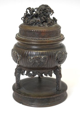 Lot 449 - Chinese bronze tripod incense burner or ding