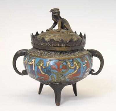 Lot 456 - Bronzed and enamel finish koro