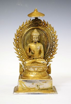 Lot 469 - Silvered Buddha with mandorla