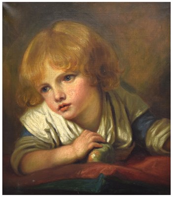 Lot 595 - After Jean-Baptiste Greuze (1725-1805) - Oil on canvas - 'Child with an apple'