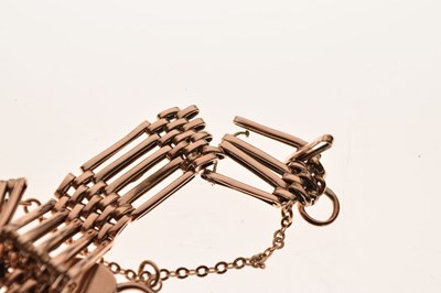 Lot 78 - 9ct gold gate-link bracelet with padlock