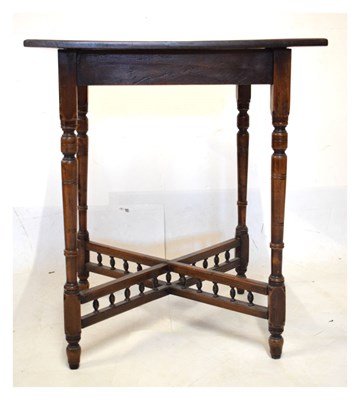 Lot 458 - Square top side table with 'x' stretcher