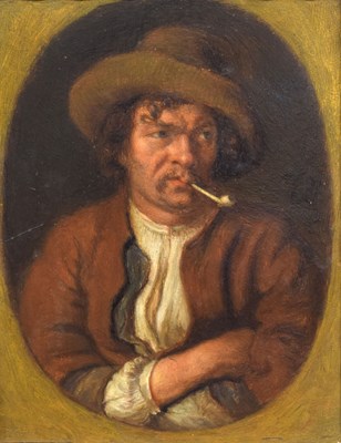 Lot 583 - 19th Century Flemish School - Portrait of a man with pipe