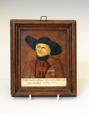 Lot 560 - 19th Century wood and ivory inlay portrait of Blasius Trogmann