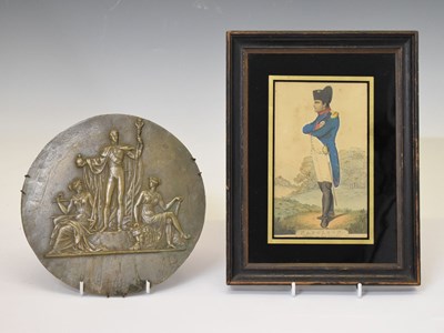 Lot 176 - 19th Century coloured engraving of 'Napoleon and coronation plaque