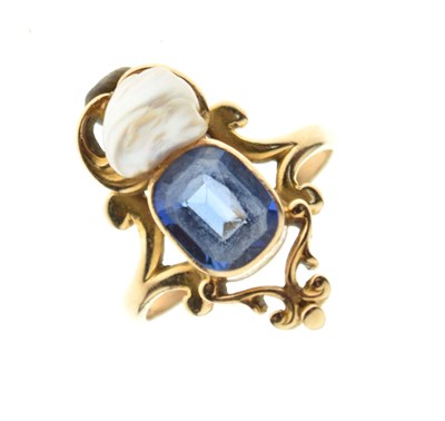 Lot 21 - 14ct gold, sapphire and baroque pearl dress ring