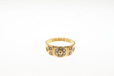Lot 13 - Victorian 15ct gold seed pearl and diamond ring