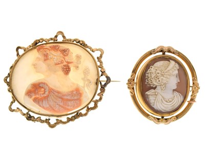 Lot 41 - Two shell cameo brooches