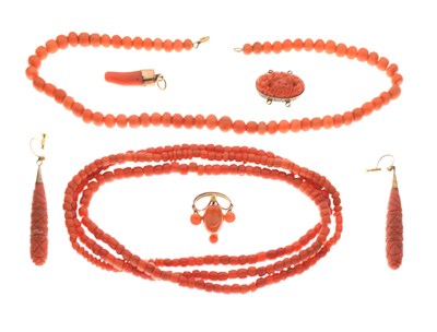 Lot 108 - Two coral bead necklaces