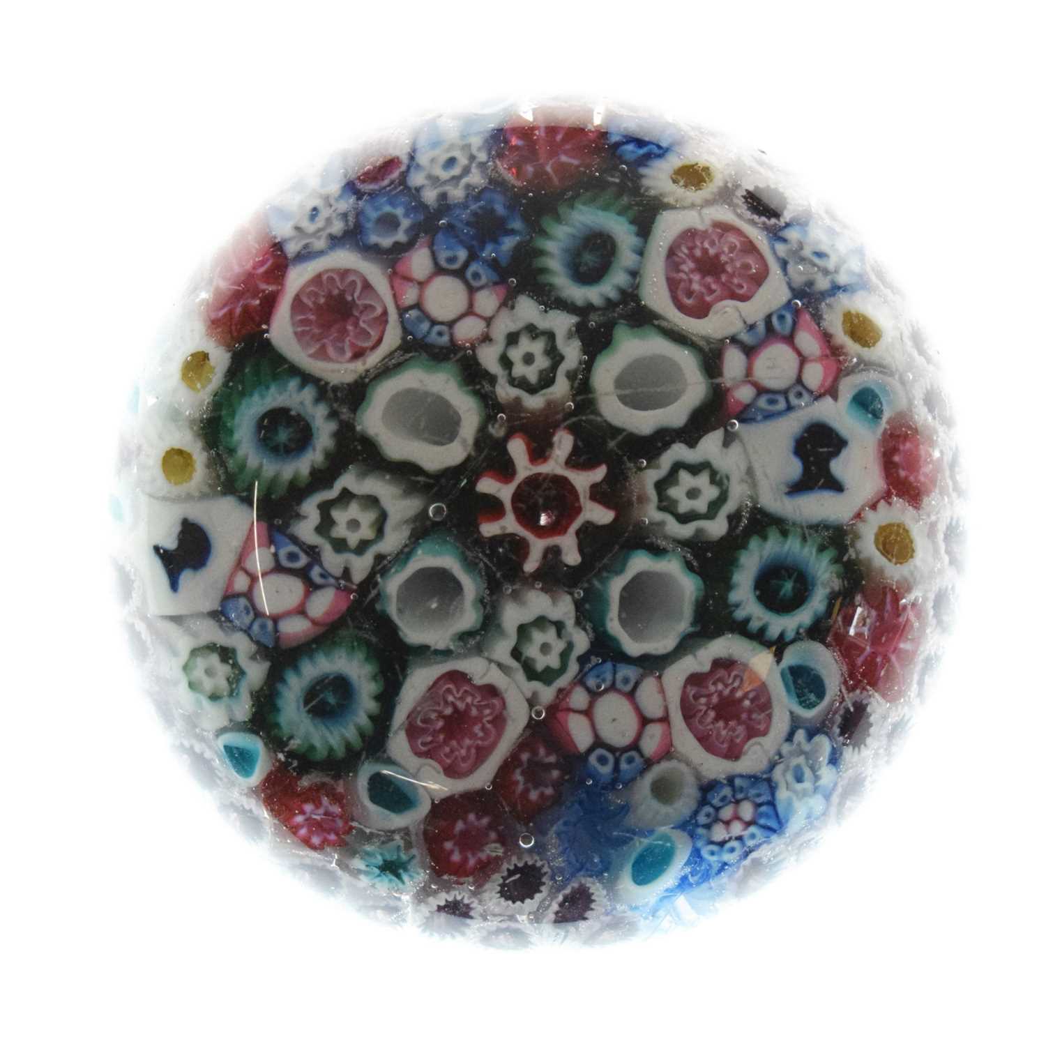 Lot 406 - Royal Interest: Mid 19th Century Old English glass Queen Victoria double silhouette cane paperweight