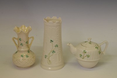 Lot 313 - Collection of Belleek porcelain vases