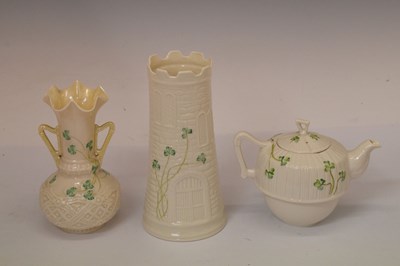 Lot 313 - Collection of Belleek porcelain vases