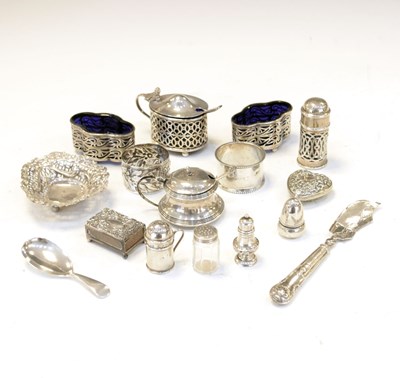 Lot 130 - Late Victorian silver miniature cayenne pepperette and other silver