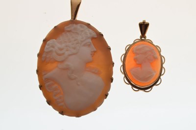 Lot 56 - Two shell cameo brooches