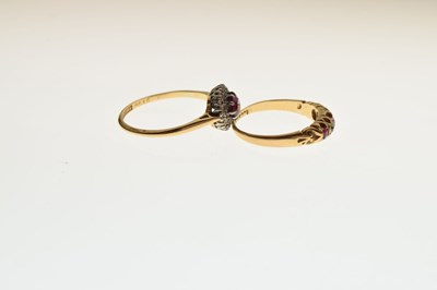 Lot 19 - Victorian 18ct gold, ruby and diamond five stone ring