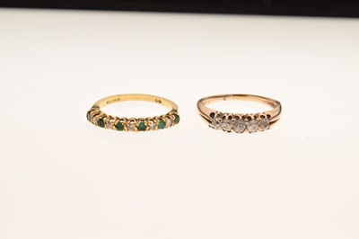 Lot 20 - 18ct gold emerald and diamond half-eternity ring