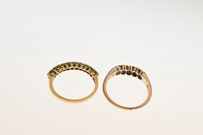Lot 20 - 18ct gold emerald and diamond half-eternity ring